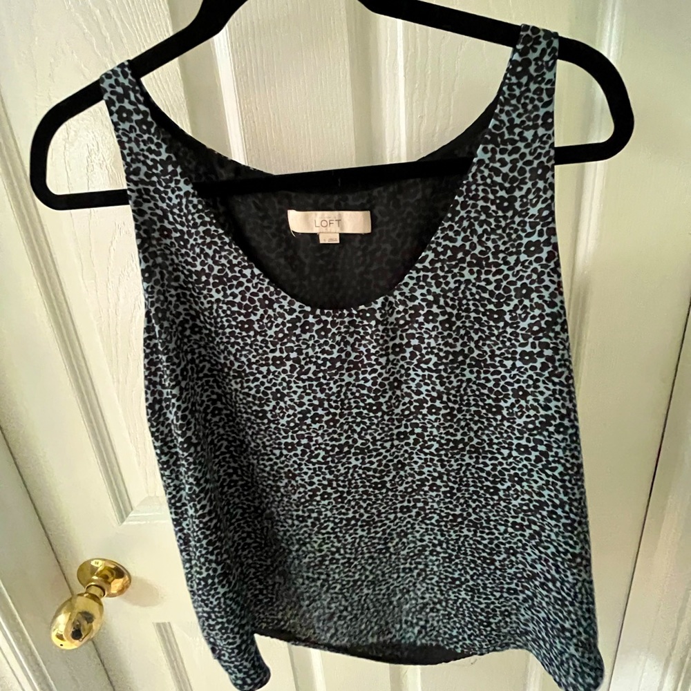LOFT Blue/Navy Flowered Tank